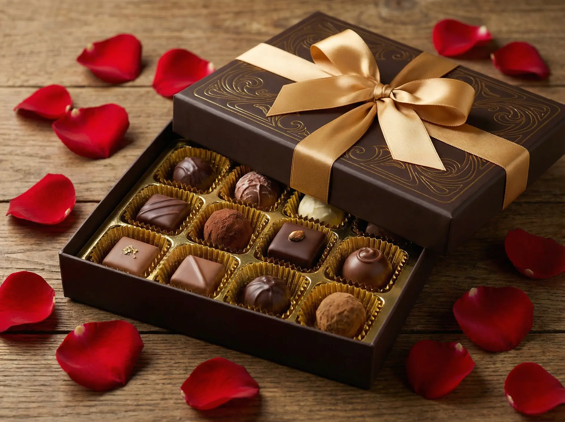 高端巧克力礼盒 - 糖心vlog ，金色丝带与蜡封印章